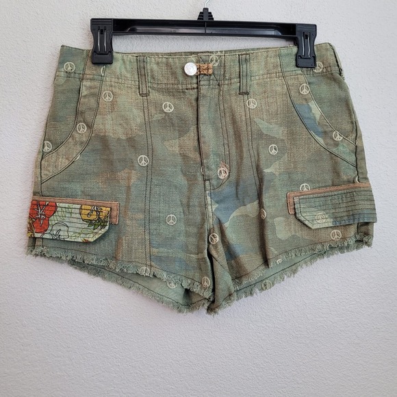 Anthropologie Pants - Anthropologie Women's Utility Cargo Shorts 26 Multicolor Embroidered 100% Cotton